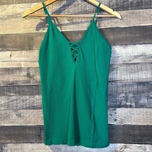 Intimately Free People Green Ribbed‎ Cami Top M Adjustable Summer Stretch Lounge